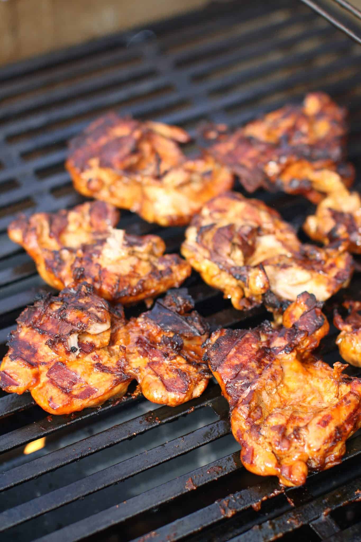 chicken thighs on grill.