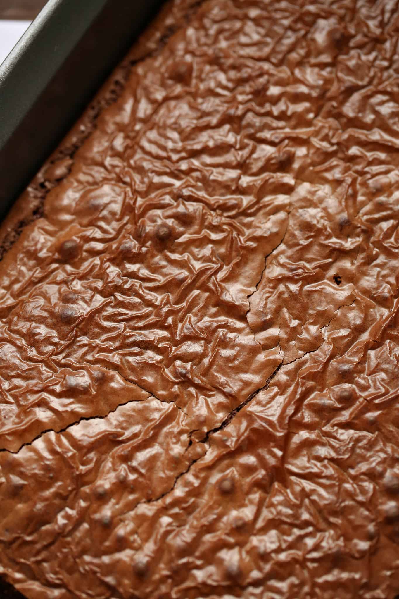 fully baked brownies in a baking dish.