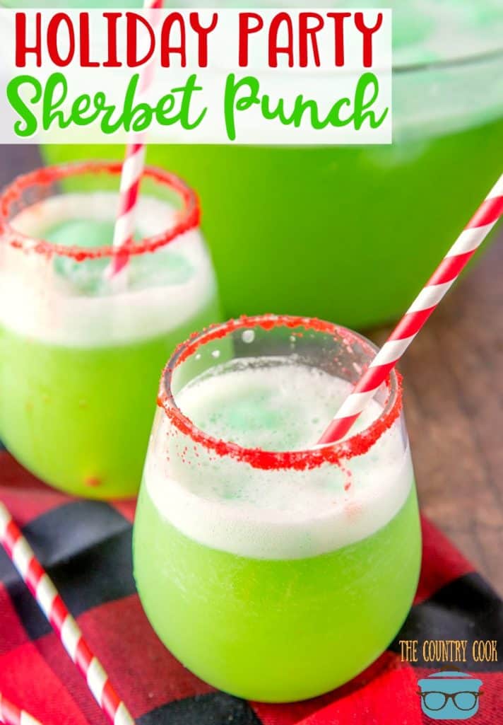 Holiday Party Sherbet Punch recipe from The Country Cook