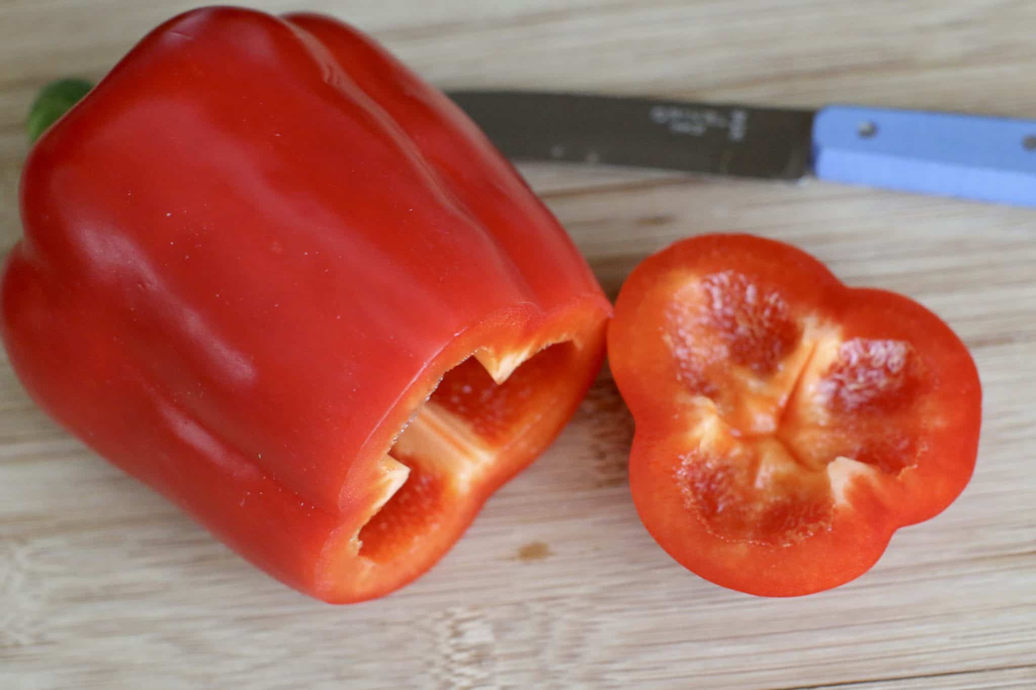 the end of a red pepper sliced off.