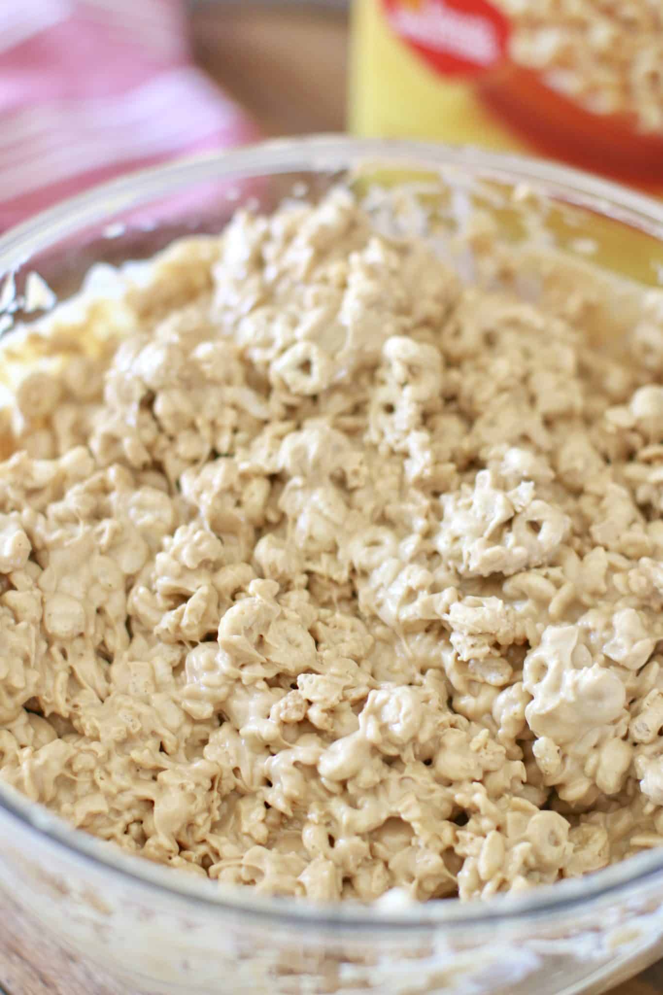 no bake avalanche cookies batter in a clear large bowl