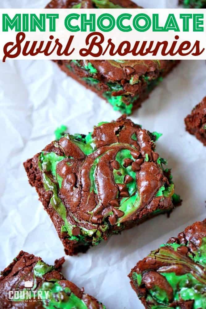 Mint Chocolate Chip Swirl Brownies - The Country Cook