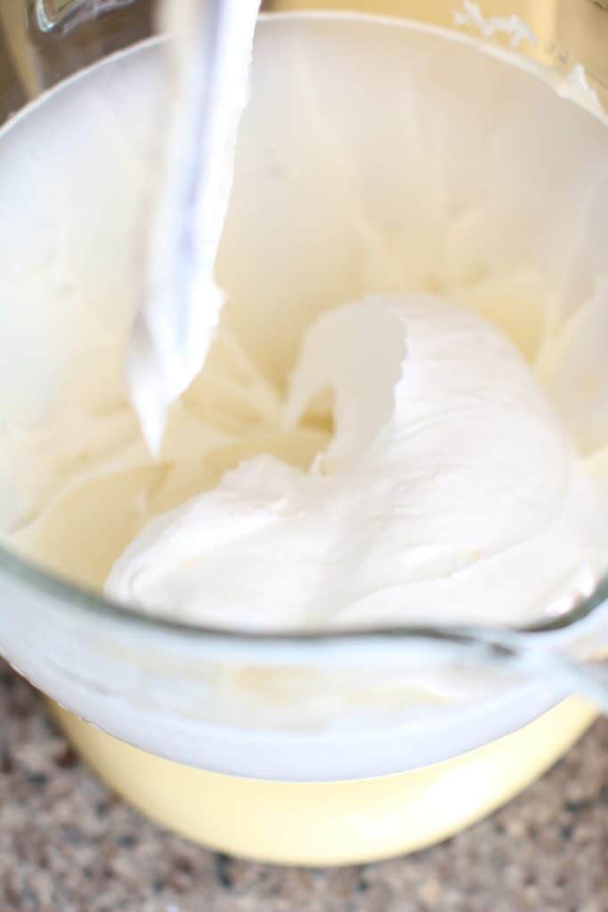 whipped topping added to cream cheese/sugar mixture