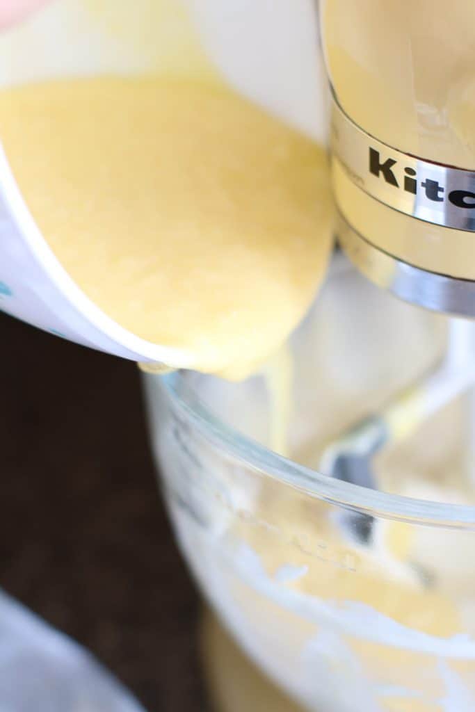 banana pudding mixture combined with cream cheese mixture