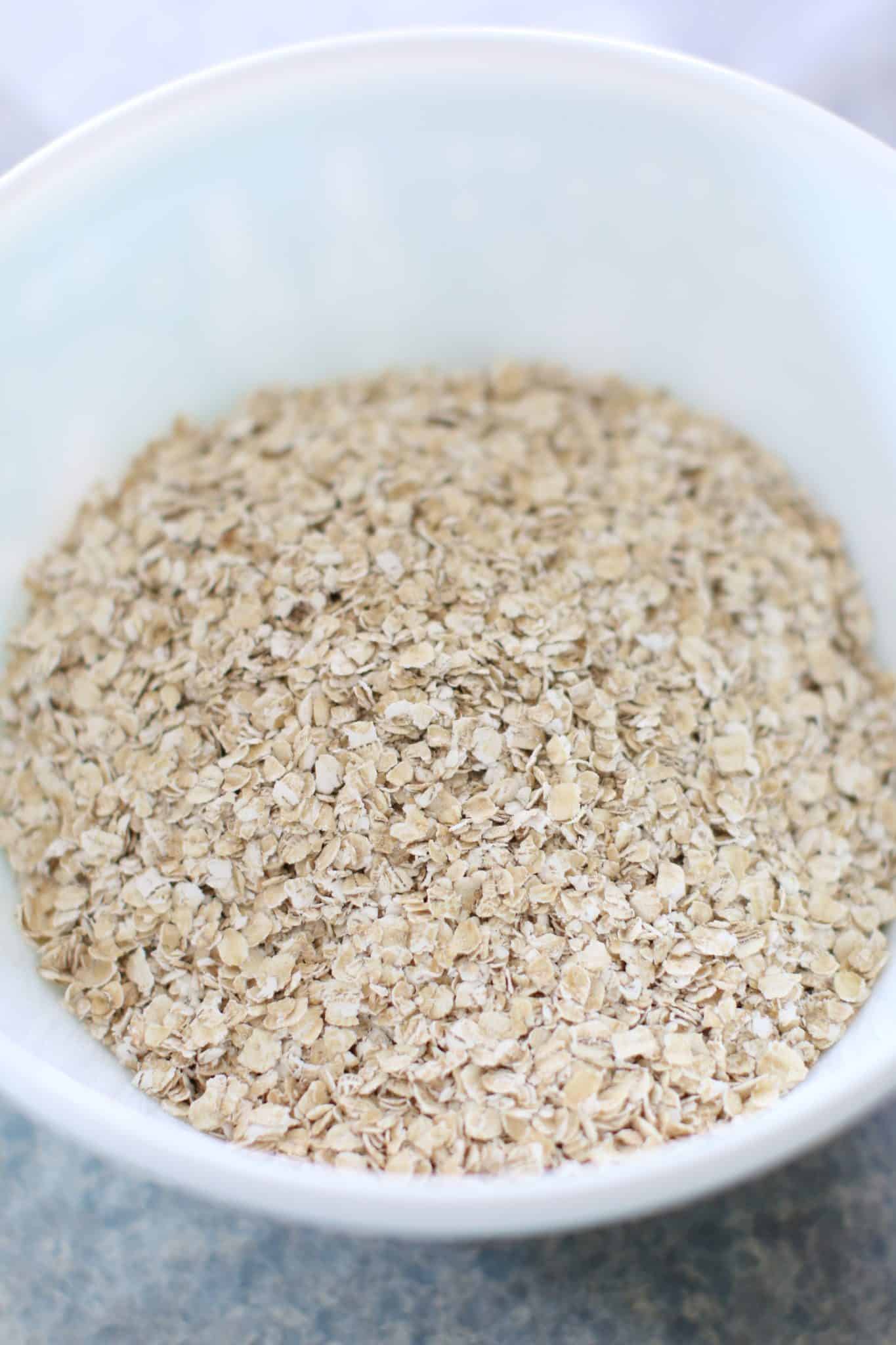 quick cooking oats shown in a white bowl