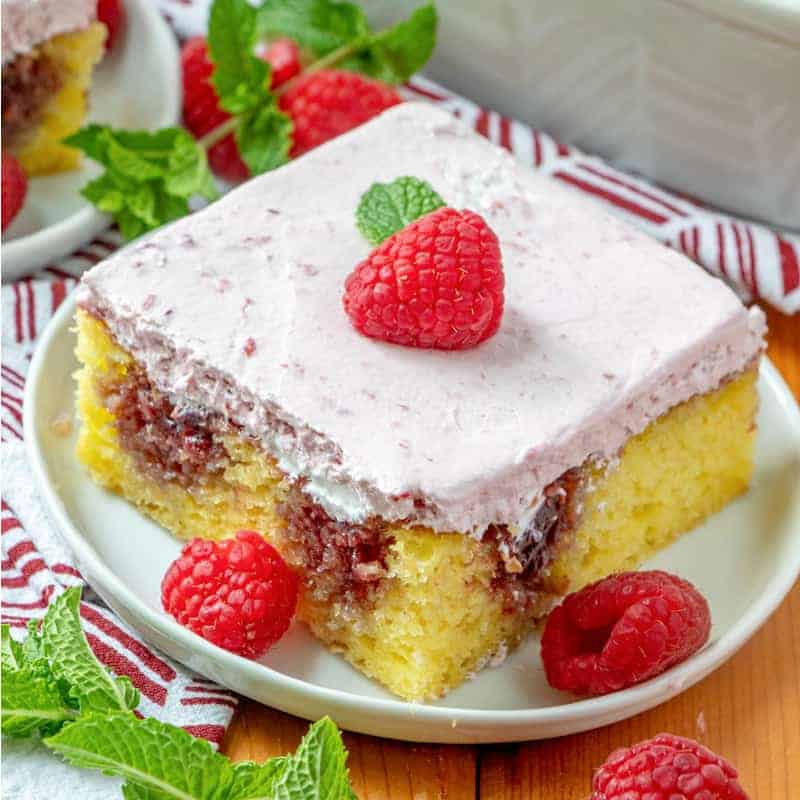 Lemon Raspberry Poke Cake (+Video)