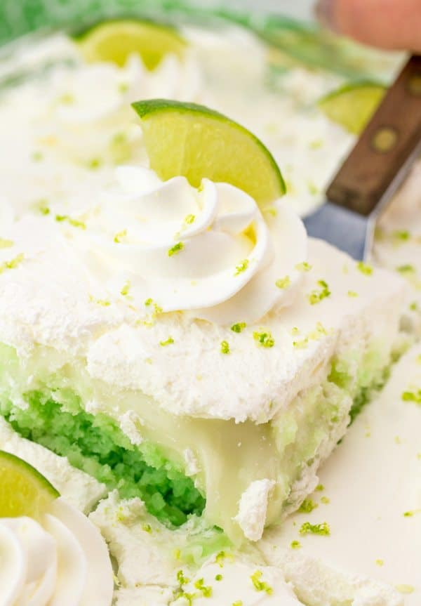 key lime poke cake with lime jello and key lime pie filling