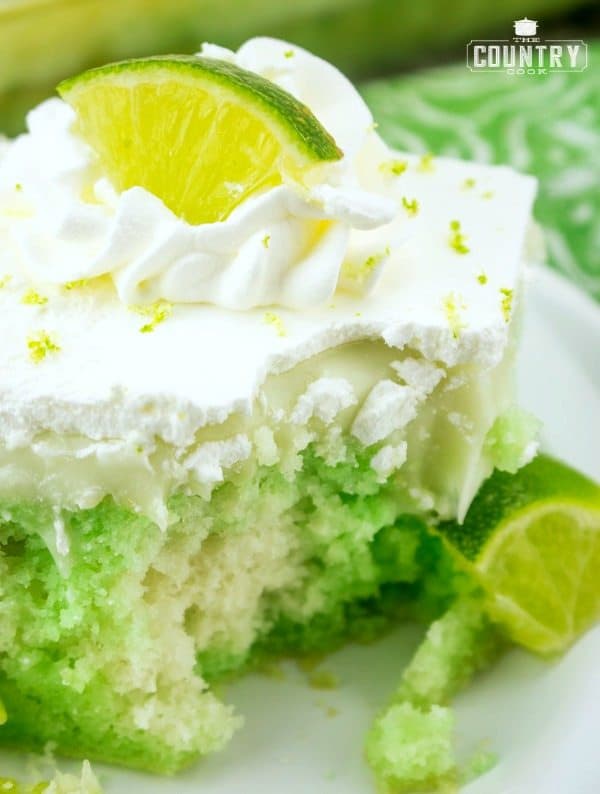 green key lime flavored poke cake