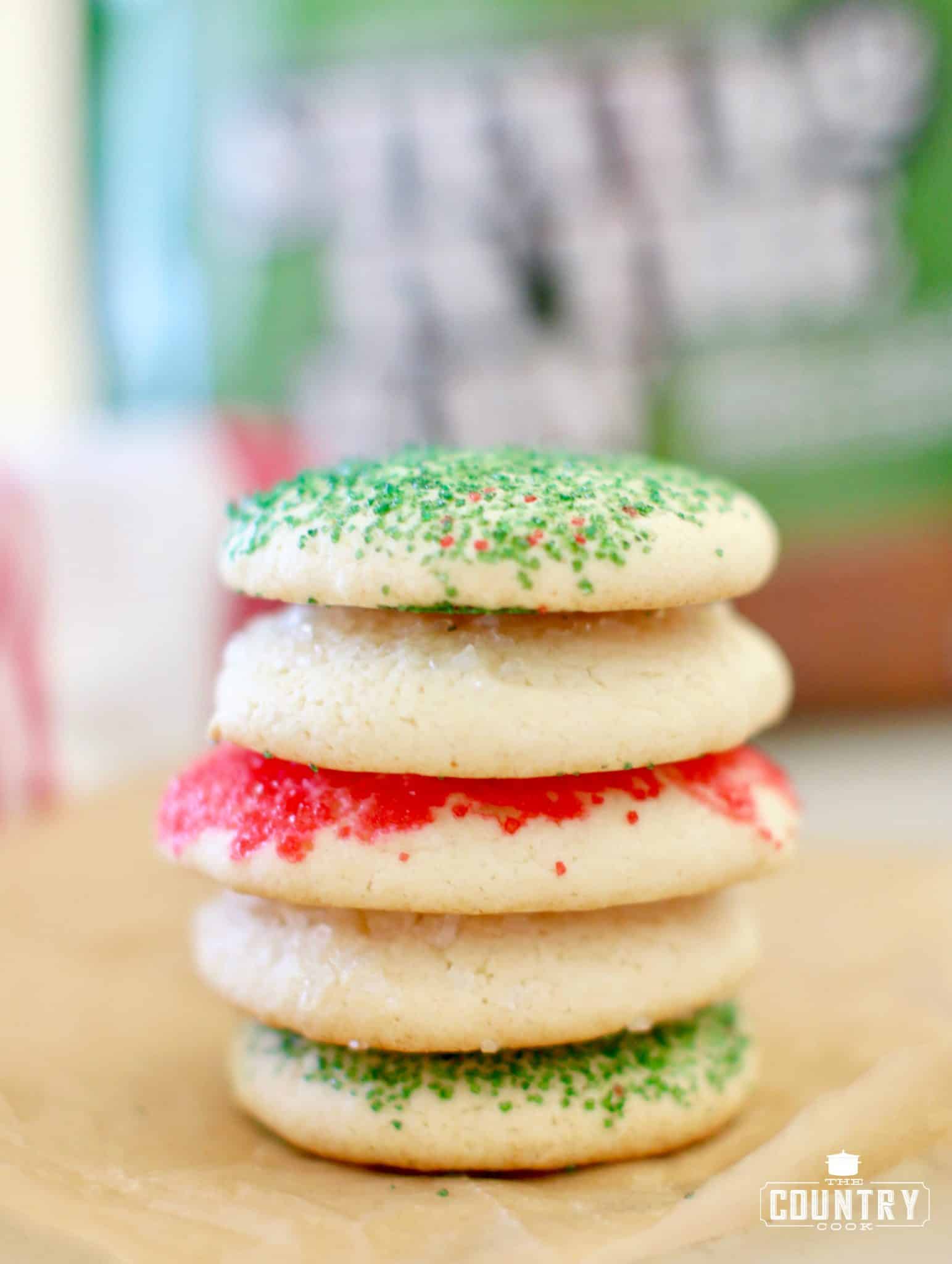 soft sugar cookies, stacked.