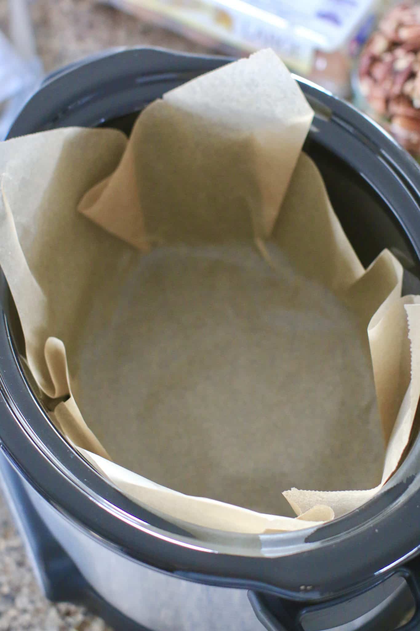 parchment paper in slow cooker.