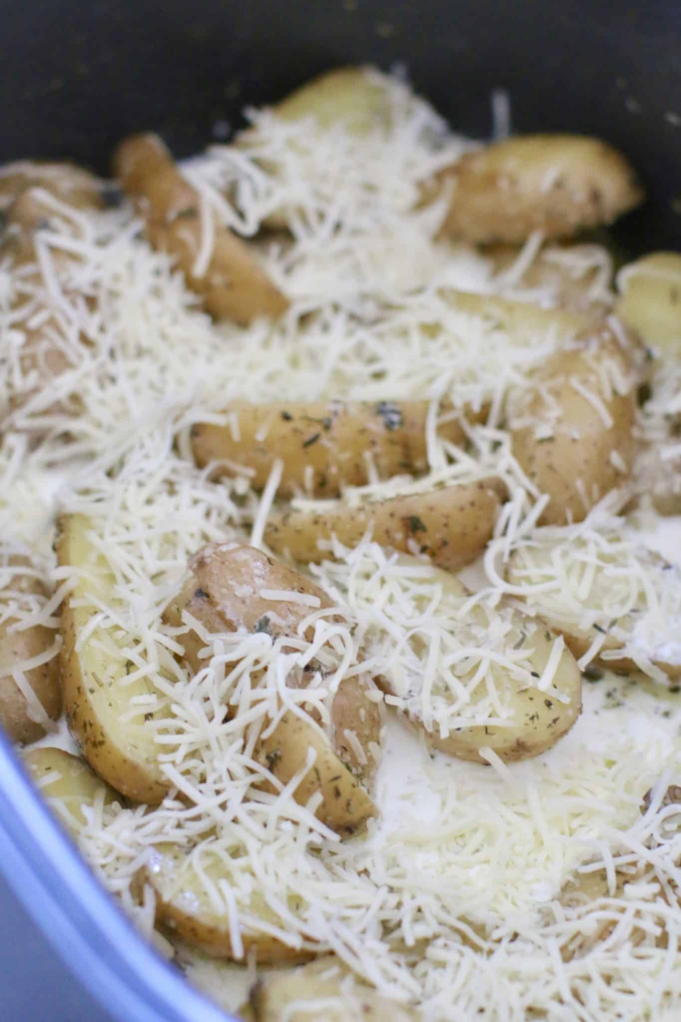 shredded parmesan cheese with heavy cream.