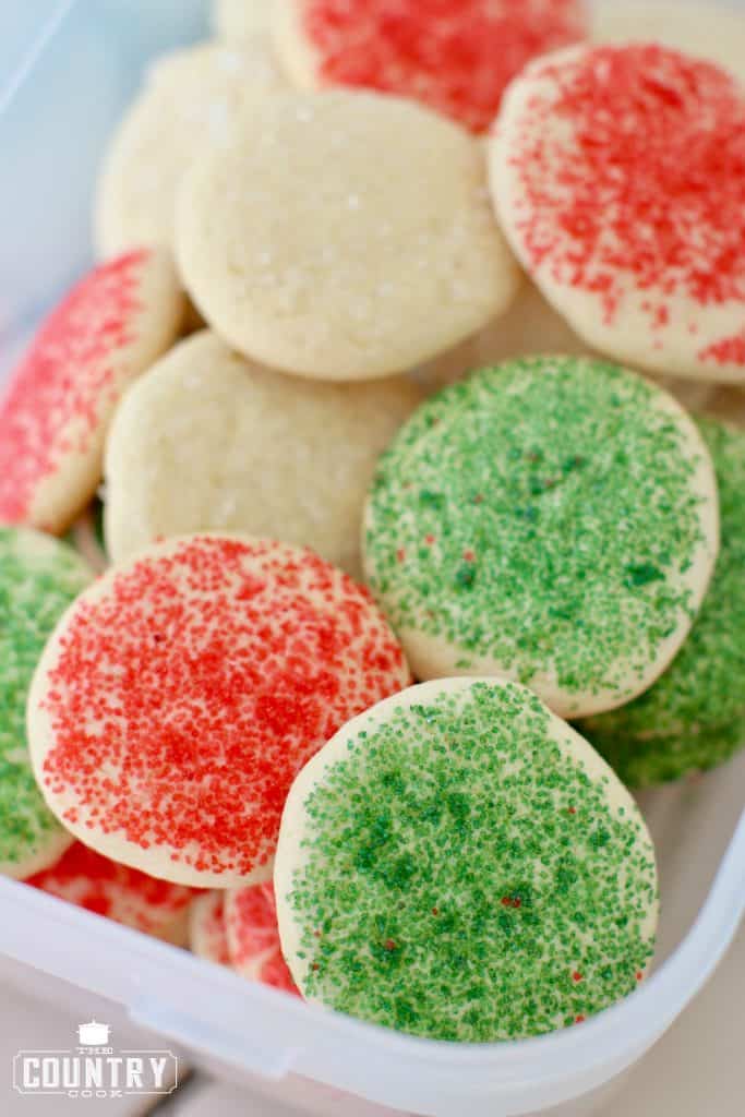 soft sugar cookies in container