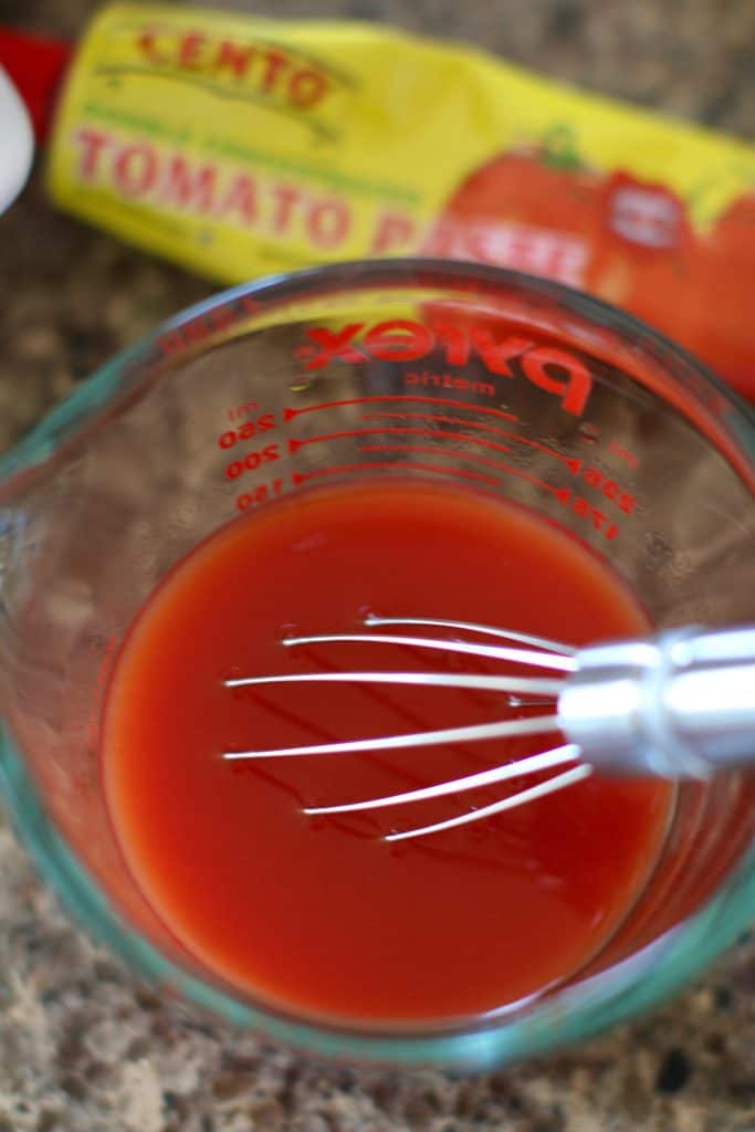 tomato paste and water