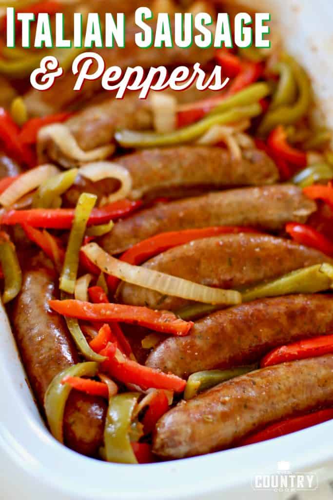 Crock Pot Italian Sausage and Peppers recipe from The Country Cook