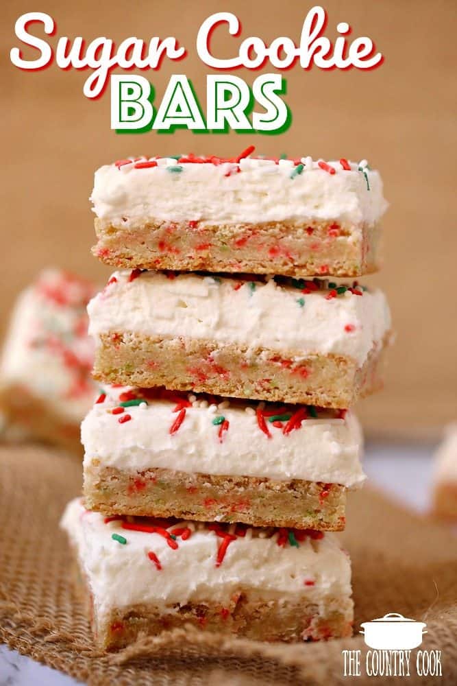 Holiday Sugar Cookie Bars recipe from The Country Cook