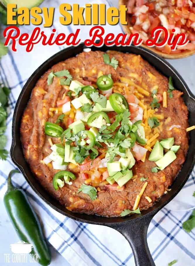 Easy Skillet Refried Bean Dip recipe from The Country Cook