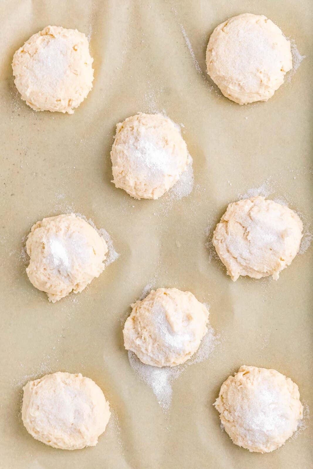 biscuit dough sprinkled with granulated sugar.