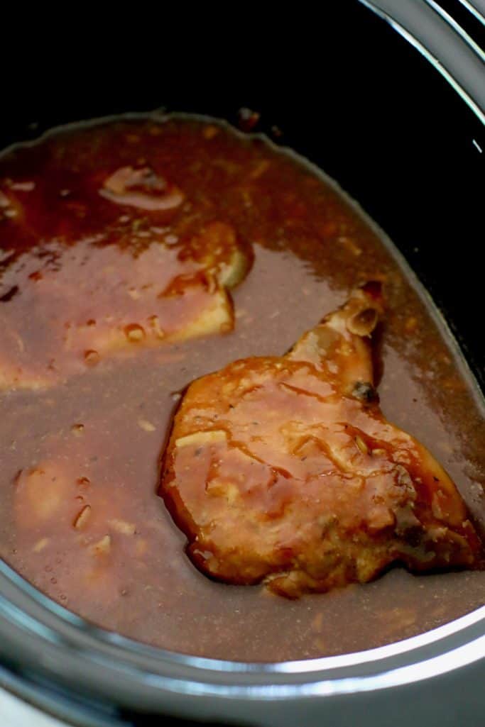 Slow Cooker Barbecue Pork Chops, cooked