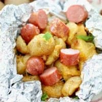 Campfire BBQ Hot Dog and Potato Foil Packets