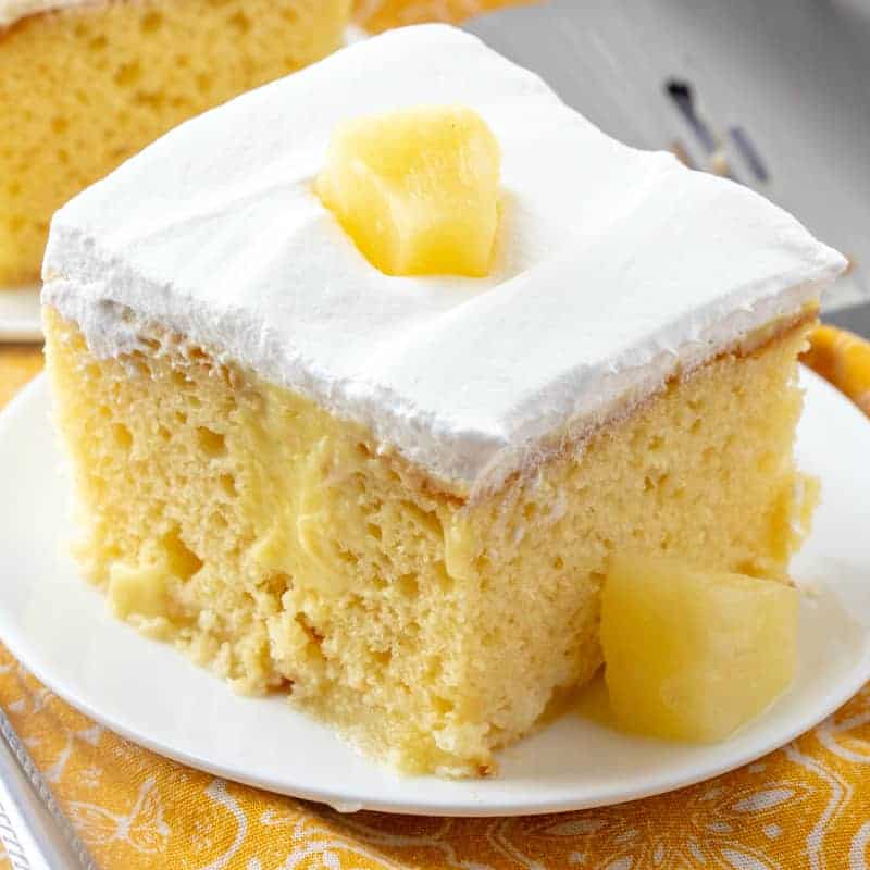 Pineapple Pudding Poke Cake