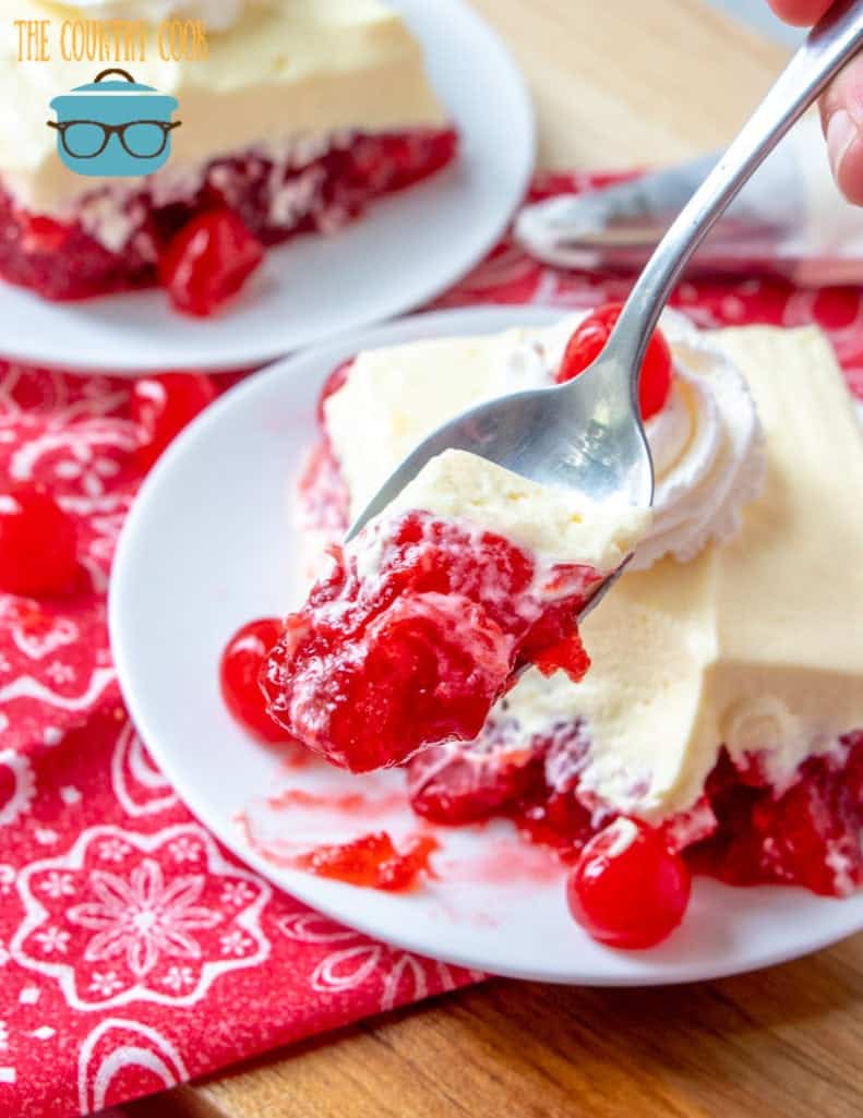 forkful, No Bake Cherry Jell-O Dessert
