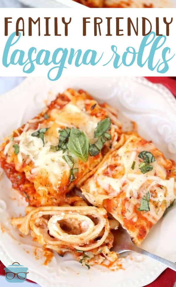 two lasagna rolls on a white plate with a fork.