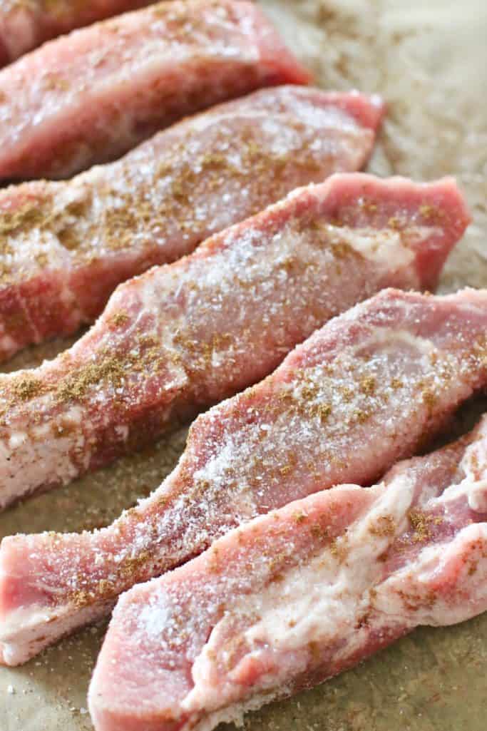 country style ribs seasoned with salt and Chinese five spice seasoning