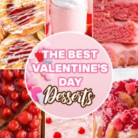 a collage of 6 desserts with text in the middle that says "The Best Valentine's Day Desserts".
