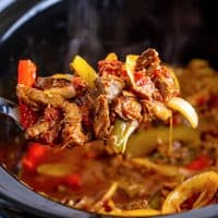 Slow Cooker Pepper Steak recipe from The Country Cook.