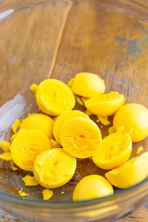 egg yolks shown in a bowl.