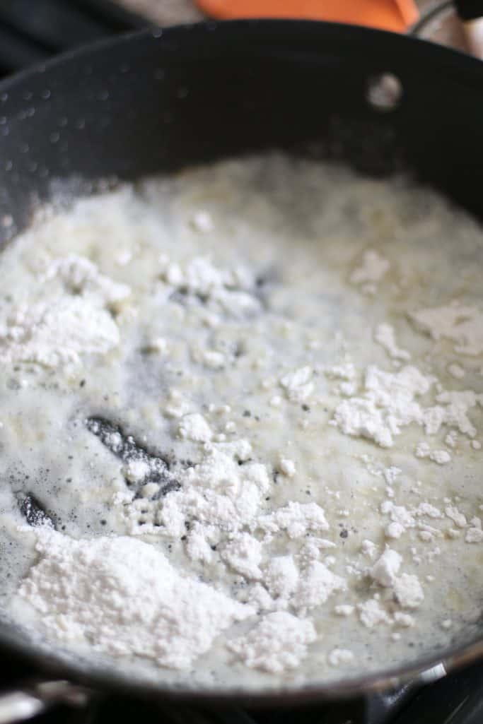 adding flour to melted better to make a roux