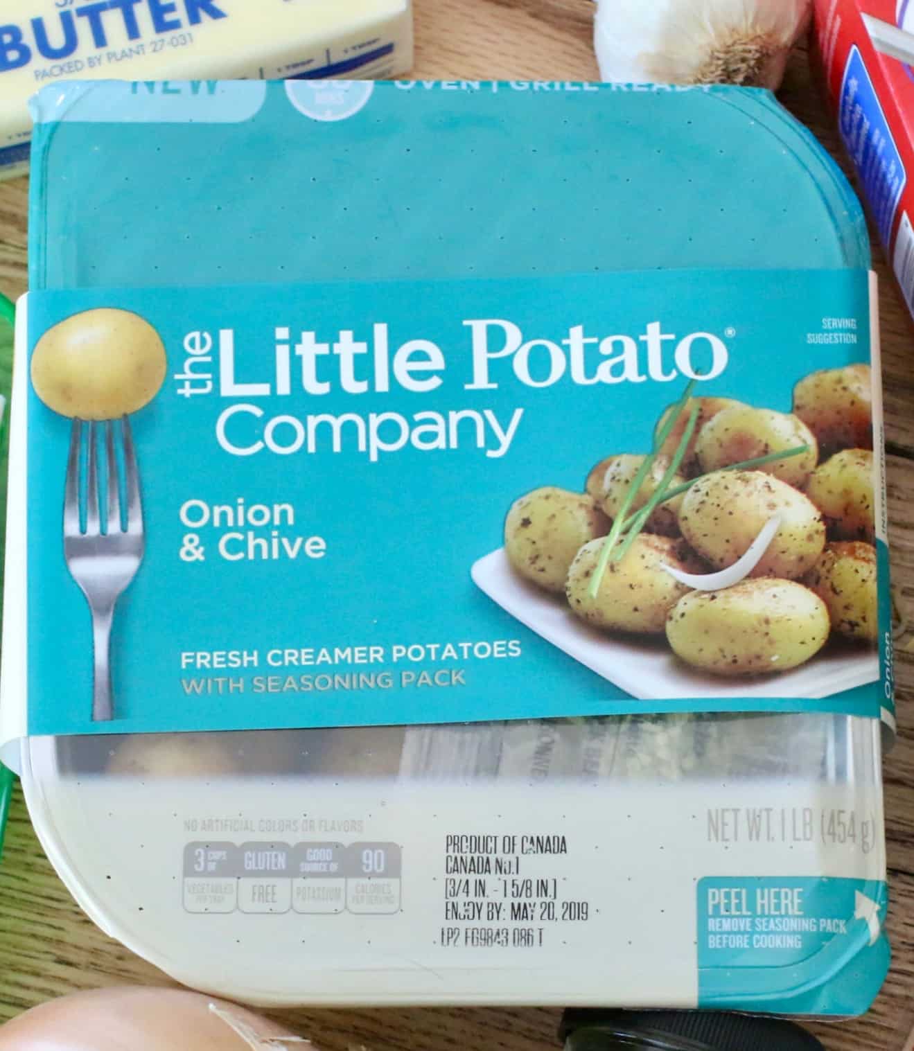 Onion and Chive Little Potatoes packaging.