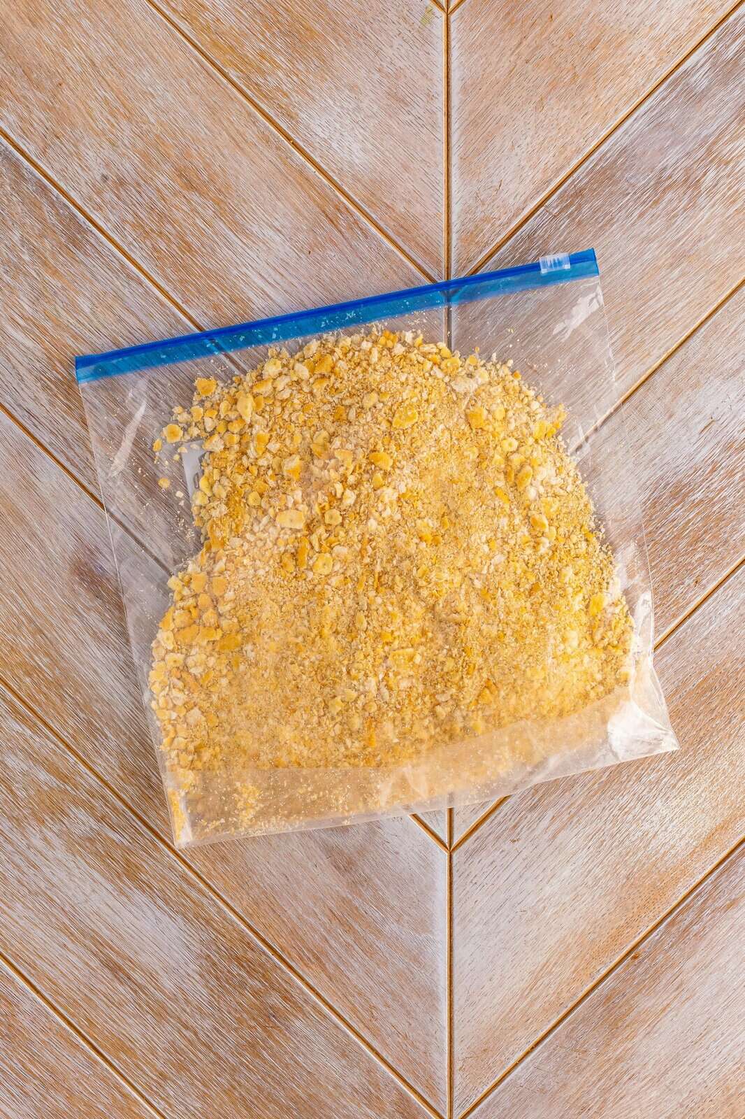 finely crushed Ritz crackers in a Ziplock bag. 