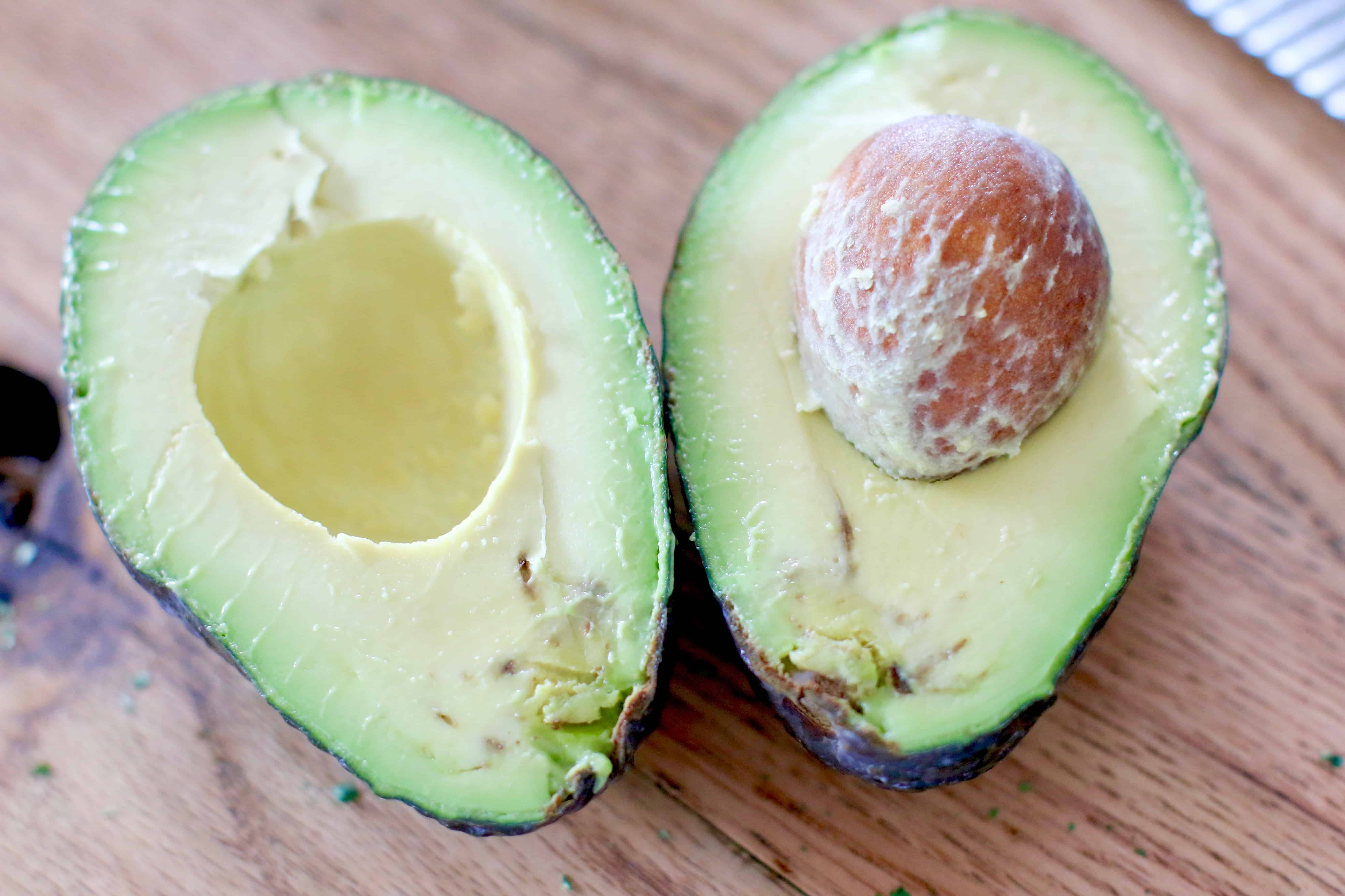 overripe avocado shown on the inside.