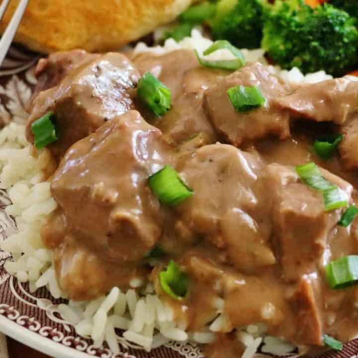 Slow Cooker Beef Tips and Gravy recipe from The Country Cook