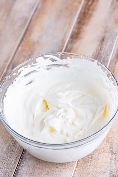 fresh whipped cream in a bowl.