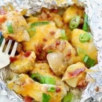 Chicken Potato Packets with Cheese, Bacon and green onions