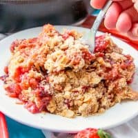 Strawberry Rhubarb Cobbler recipe from The Country Cook.