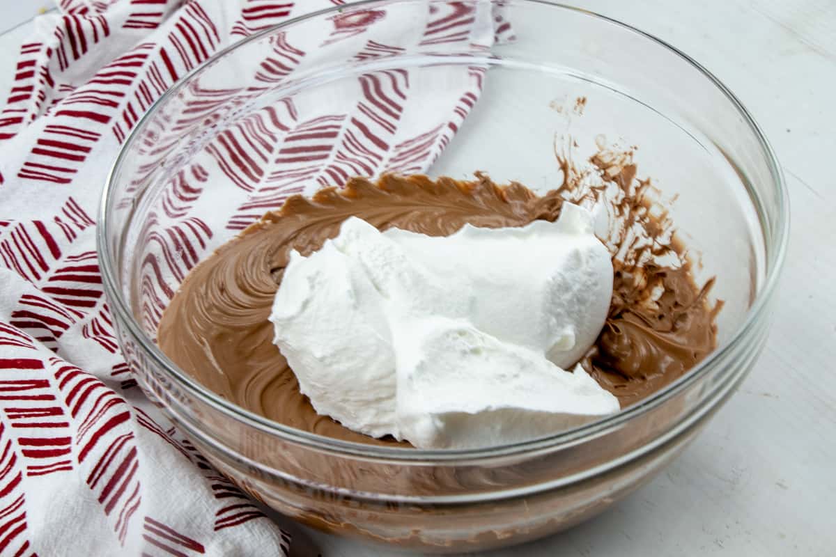 chocolate frosting and whipped topping mixed together