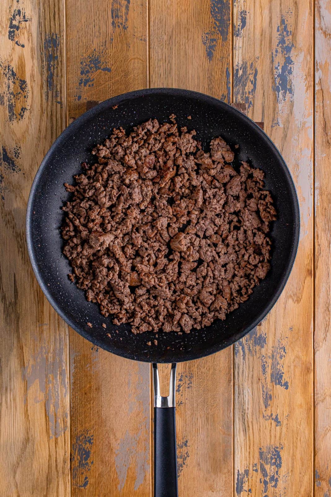 browning the ground beef in a large skillet.