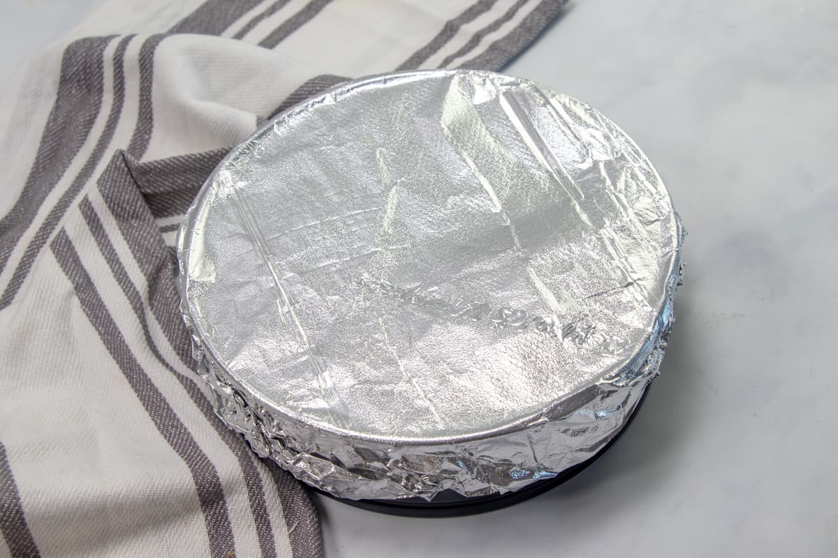 aluminum foil covered springform pan.