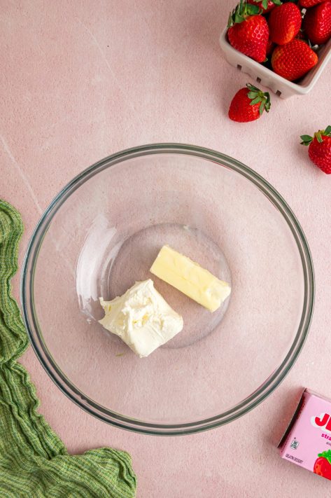 Butter and cream cheese in a bowl.