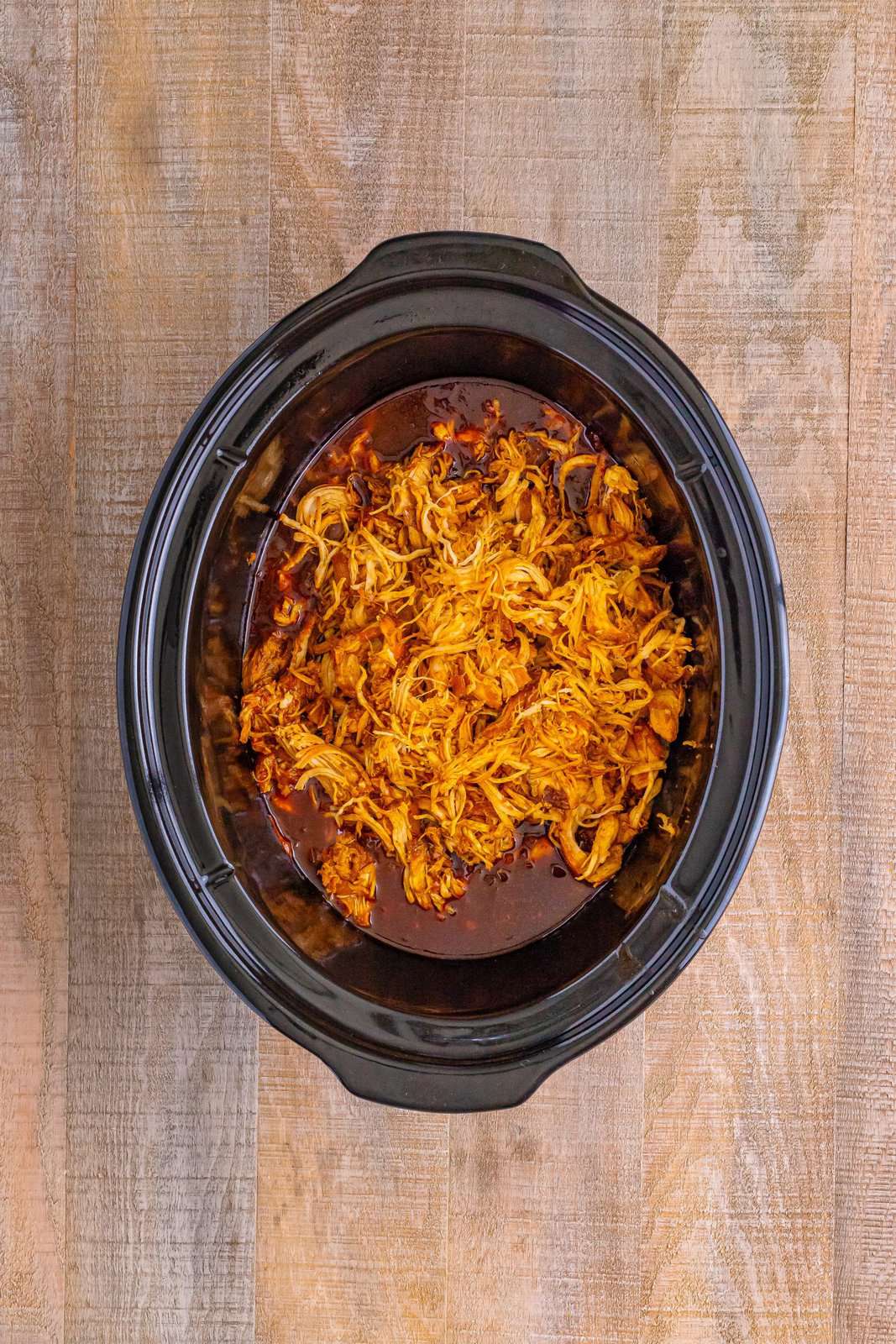 shredded chicken added back to the slow cooker. 