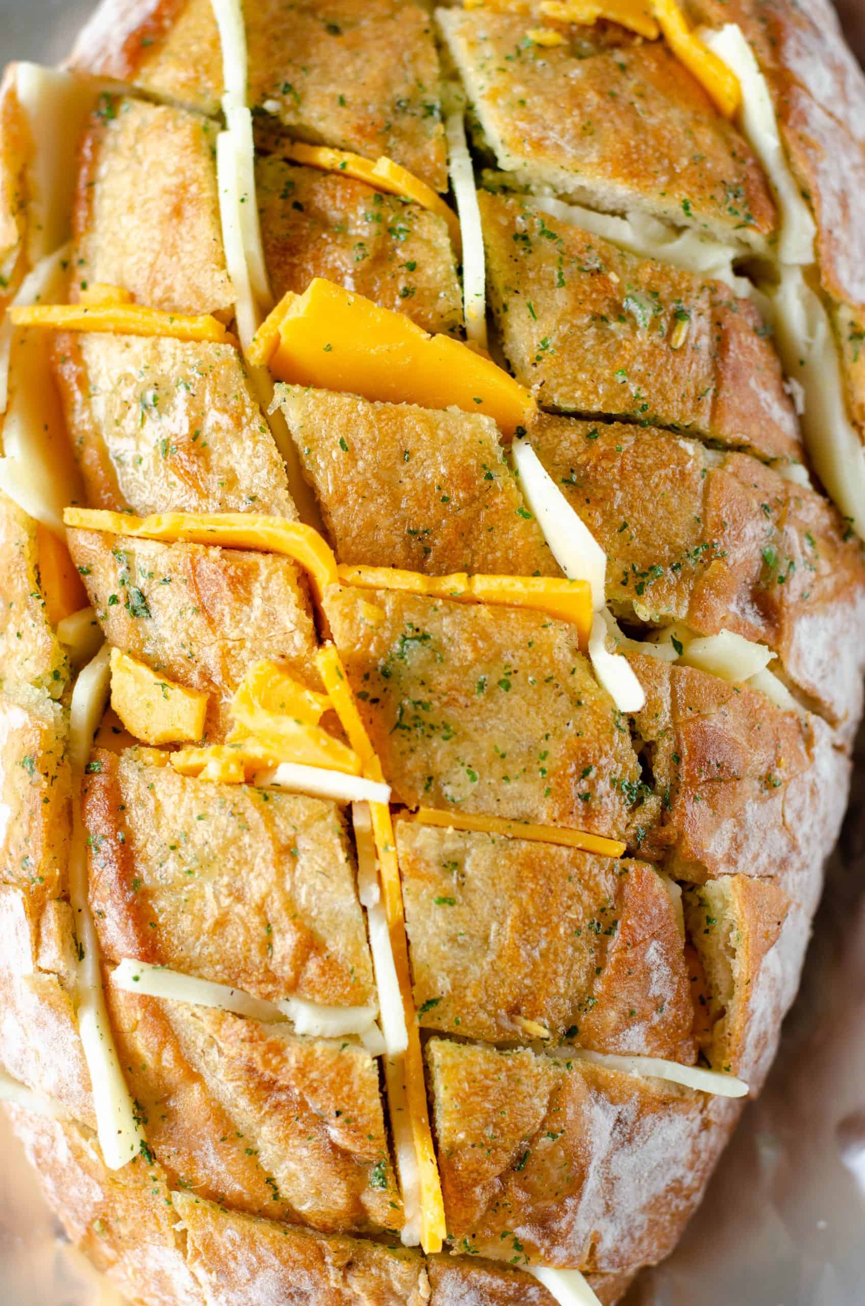 thick cheese slices stuffed into sliced ciabatta bread.