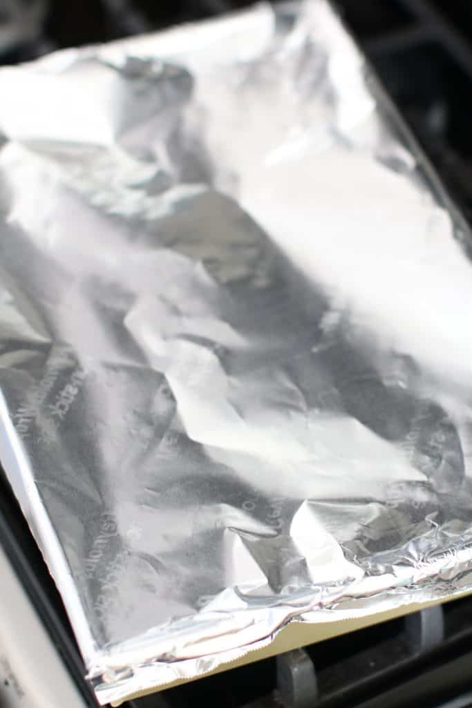 aluminium foil covered casserole