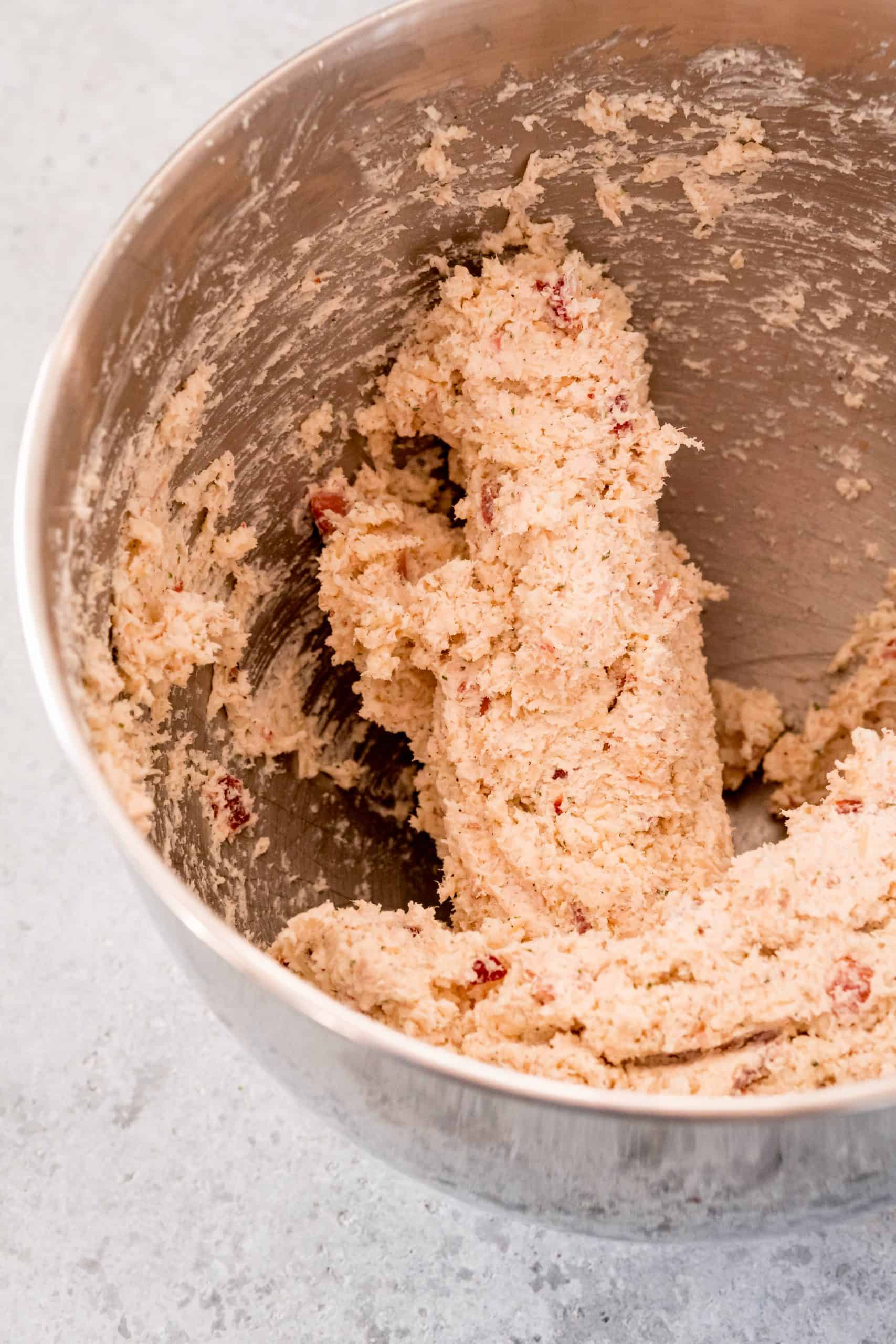 Crack Chicken mixture all mixed up in stand mixer bowl.