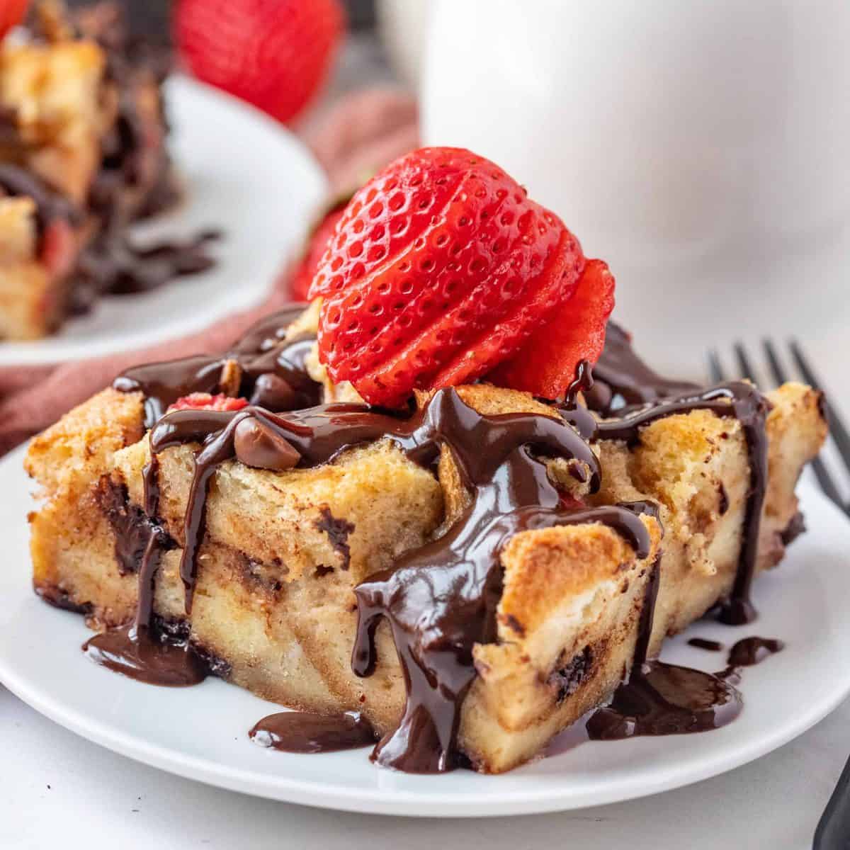 Chocolate Covered Strawberry Bread Pudding