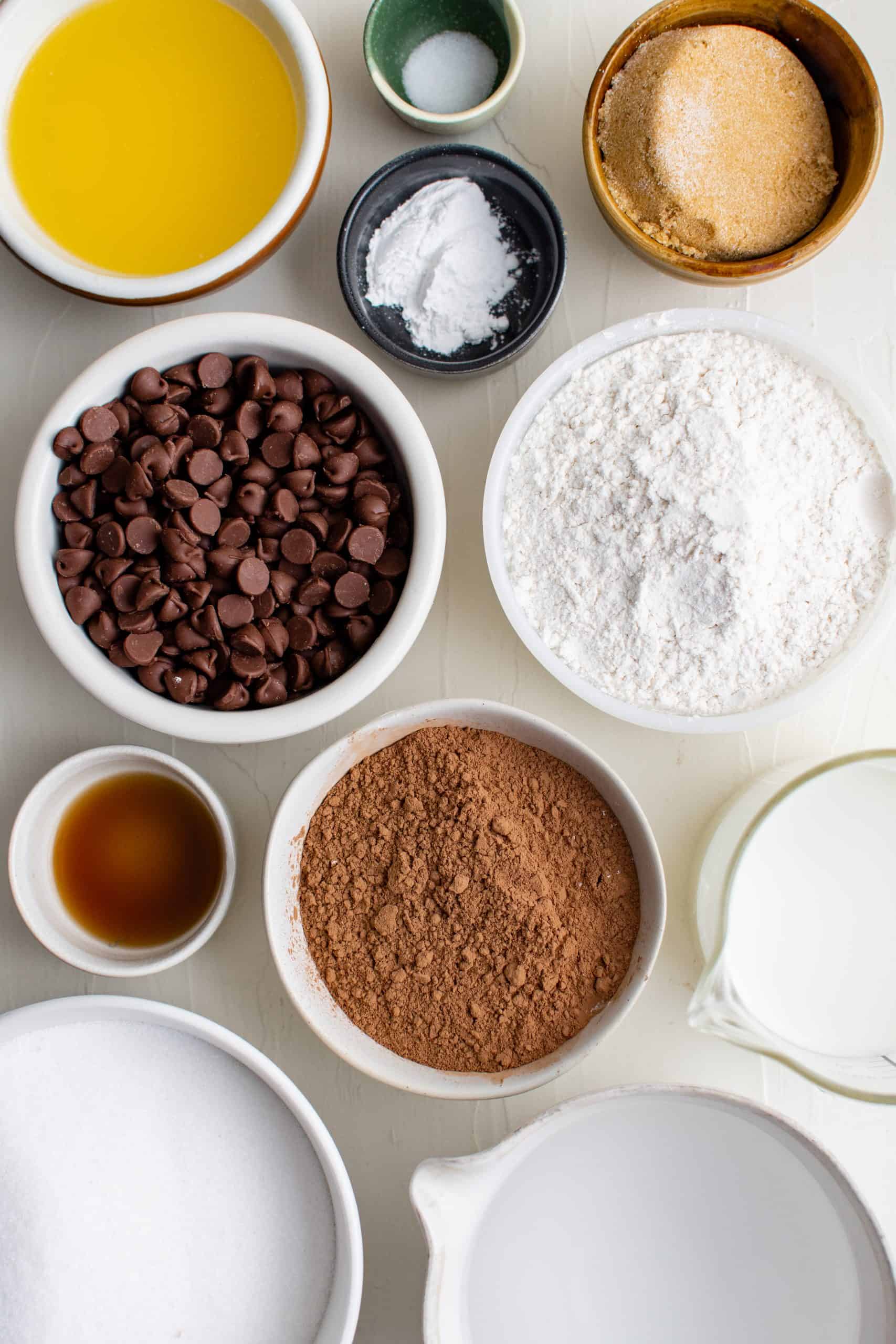 Ingredients needed to make Homemade Chocolate Cobbler.