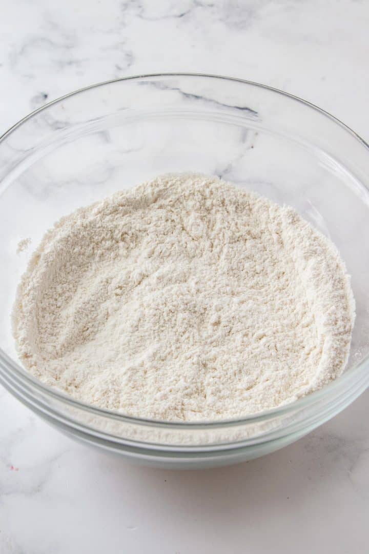 Flour mixture whisked togethers in bowl