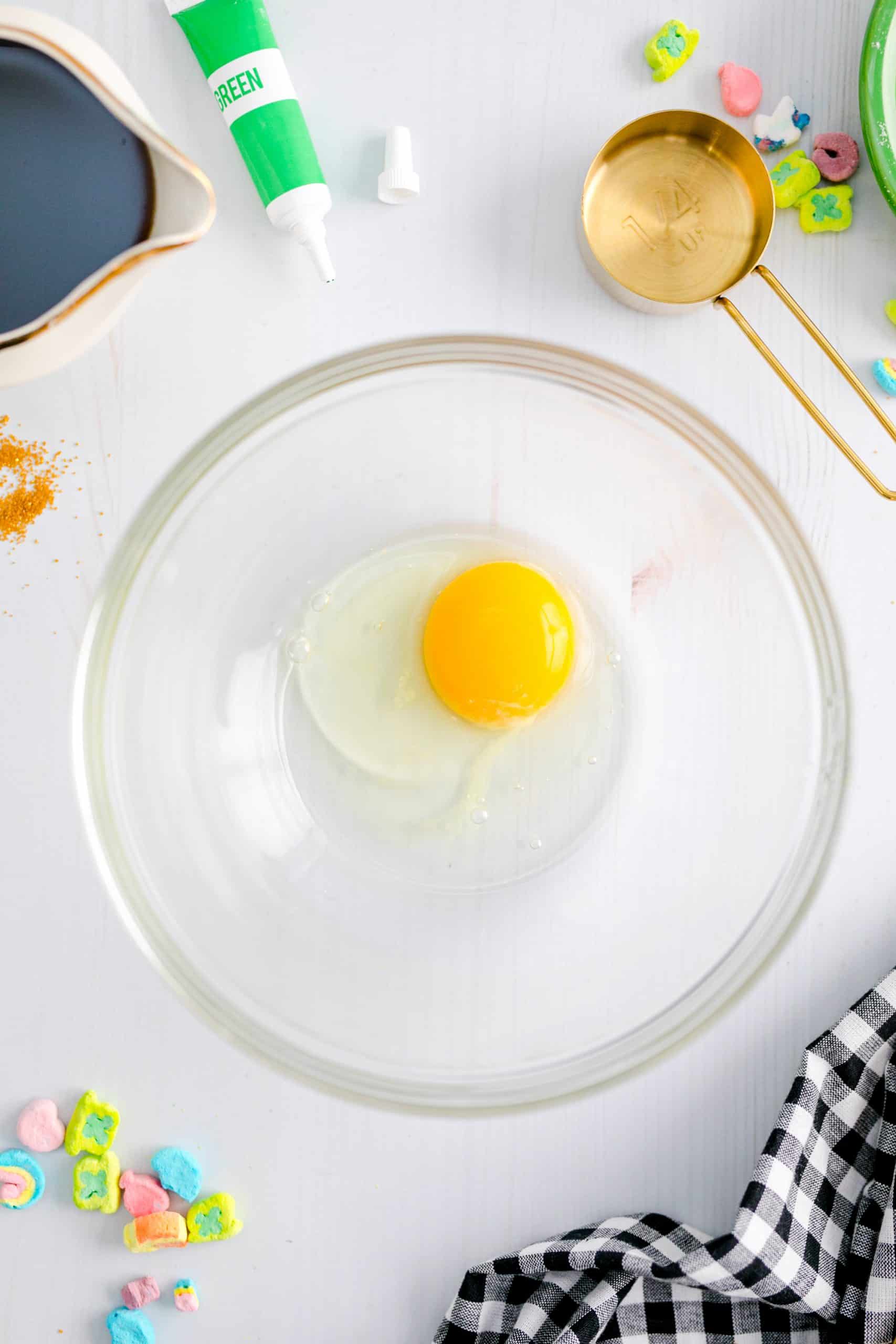 Egg in a clear bowl.